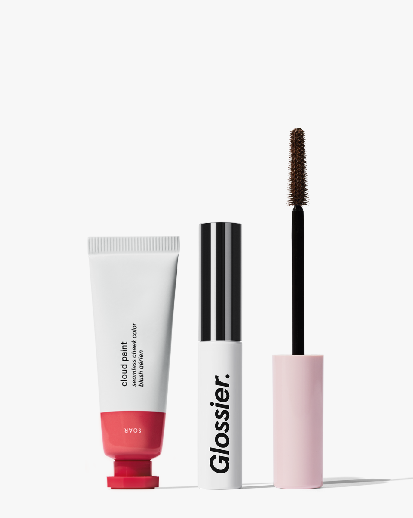 Glossier The Makeup Set, Lash Slick Mascara, Cloud Paint Gel-Cream Blush, Boy Brow Pomade | Everyday Makeup Essentials | Fragrance-Free